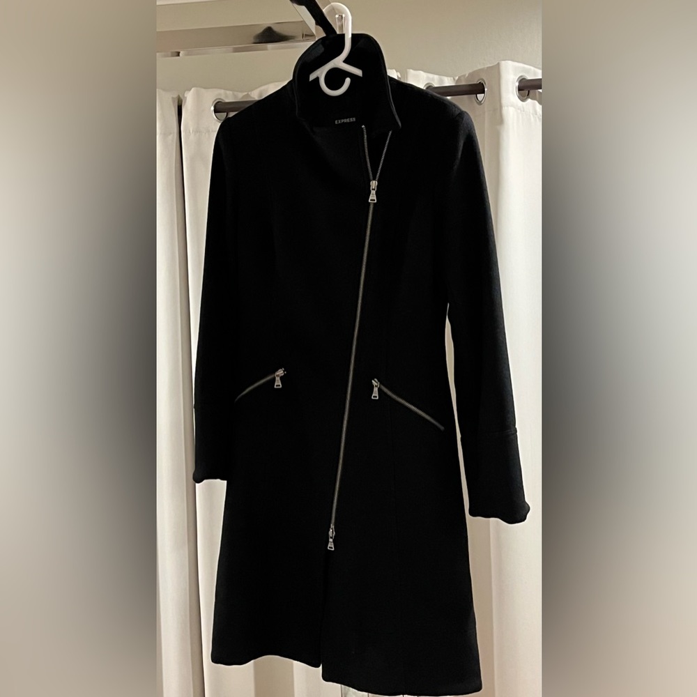 EXPRESS Asymmetric-Zip Wool Coat